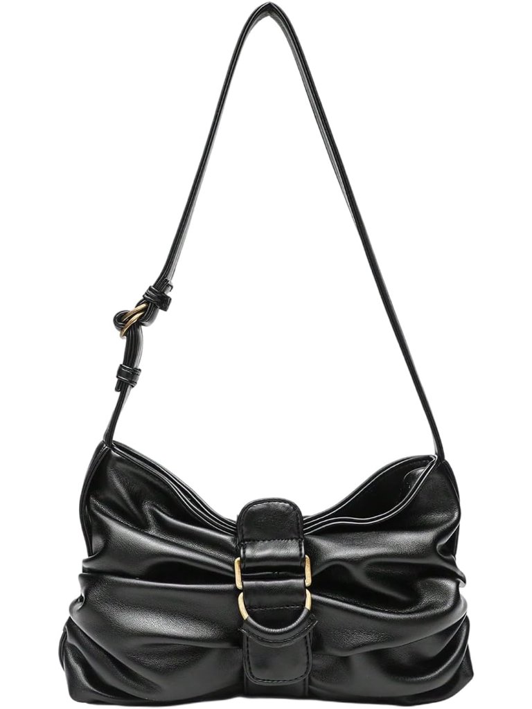 Women's Y2k Purse Buckle Shoulder Bag Vintage Punk Ruched Hobo Funky Leather Han